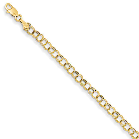 14k Yellow Gold 3.50mm Hollow Double Link Charm Bracelet