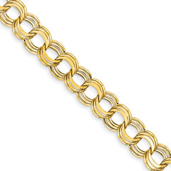 14k White Gold Polished and Textured Fancy Link Bracelet