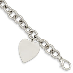 14k Yellow Gold Oval Link Open Chain with Heart Bracelet